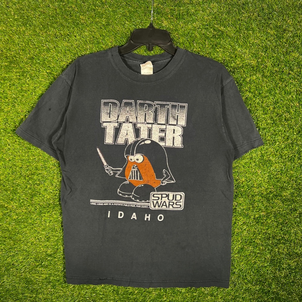Vintage Anvil Darth Tater Spud Wars Idaho Graphic T-Shirt Black Mens Medium